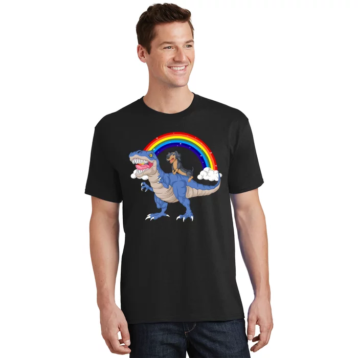 Dachshund Riding Dinosaur T-Shirt