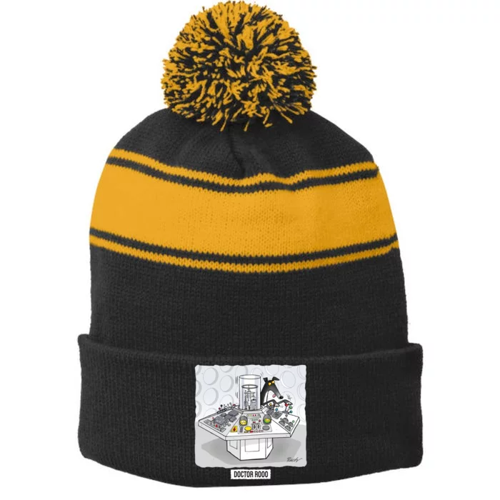 Doctor Rooo Stripe Pom Pom Beanie