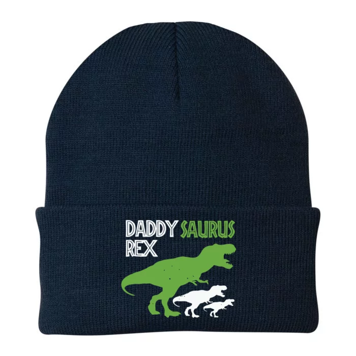 Daddysaurus Rex Daddy Saurus T Rex Dad Of Two Fathers Day Gift Knit Cap Winter Beanie