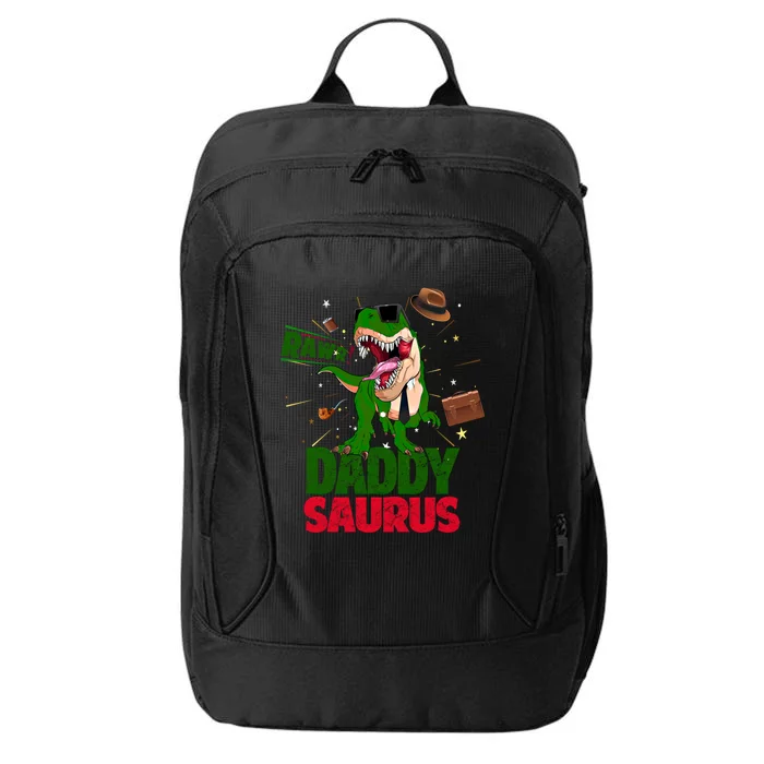 Daddysaurus Rex Dinosaur Funny Fathers Day Family Matching Cute Gift City Backpack