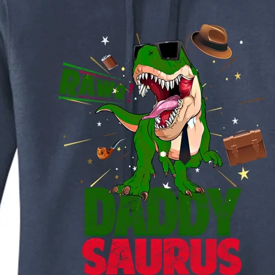 Daddysaurus Rex Dinosaur Funny Fathers Day Family Matching Cute Gift Women's Pullover Hoodie