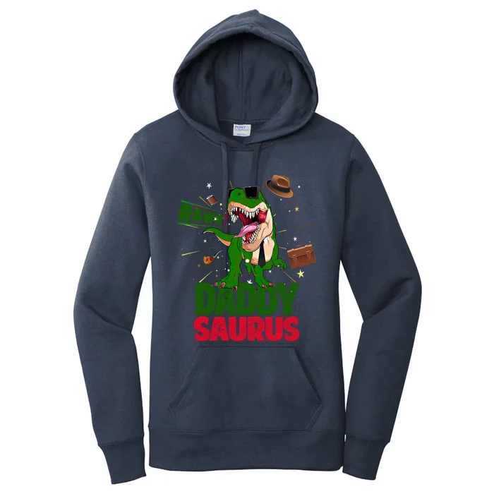 Daddysaurus Rex Dinosaur Funny Fathers Day Family Matching Cute Gift Women's Pullover Hoodie