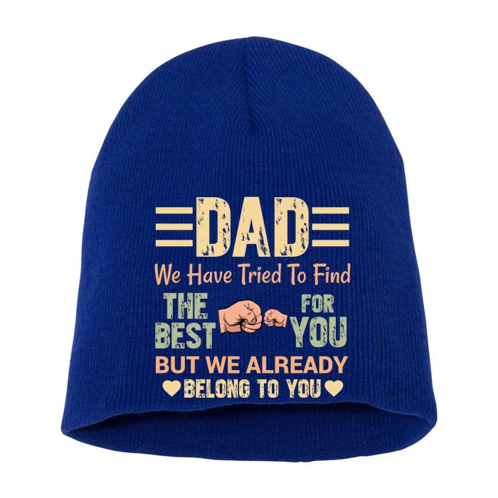 Distressed Retro Dad From Son Daughter Wife For Father's Gift Short Acrylic Beanie