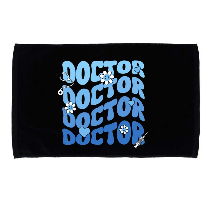 Doctor Repeat Dental School Medical Student Premed Graduate Funny Gift Microfiber Hand Towel