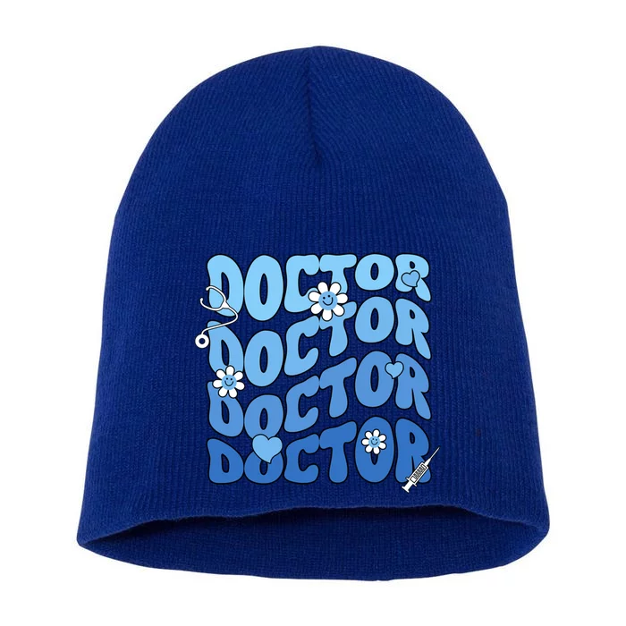 Doctor Repeat Dental School Medical Student Premed Graduate Funny Gift Short Acrylic Beanie