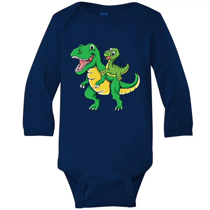 Daddysaurus Rex Dad And Funny Fathers Day Gift Baby Long Sleeve Bodysuit