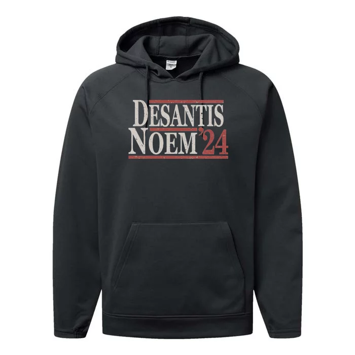 Distressed Ron DeSantis Kristi Noem 2024 Performance Fleece Hoodie