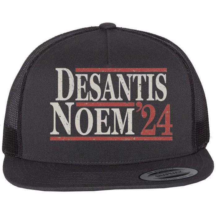 Distressed Ron DeSantis Kristi Noem 2024 Flat Bill Trucker Hat