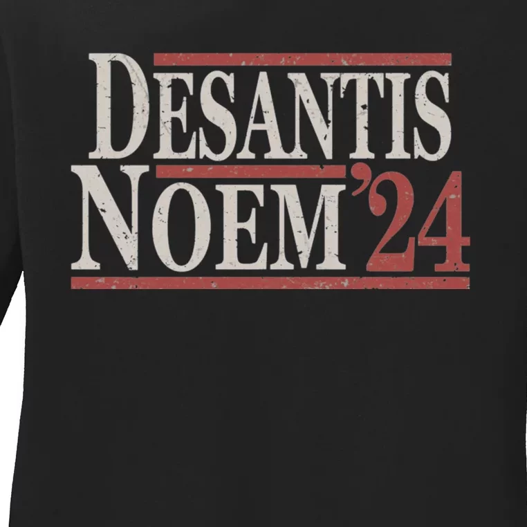 Distressed Ron DeSantis Kristi Noem 2024 Ladies Long Sleeve Shirt