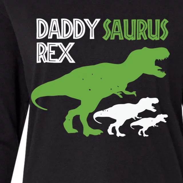 Daddysaurus Rex Daddy Saurus T Rex Dad Of Two Fathers Day Gift Womens Cotton Relaxed Long Sleeve T-Shirt