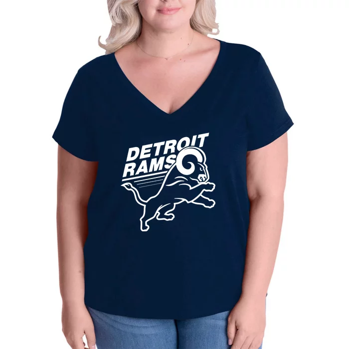 Detroit Rams Women's V-Neck Plus Size T-Shirt