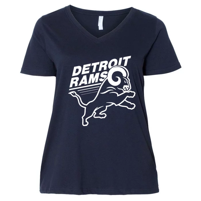 Detroit Rams Women's V-Neck Plus Size T-Shirt