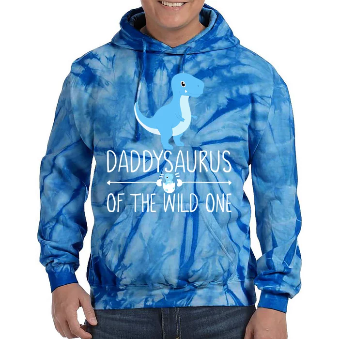 Daddysaurus Rex Dinosaur Dad With Saurus In Egg Dino Funny Gift Tie Dye Hoodie