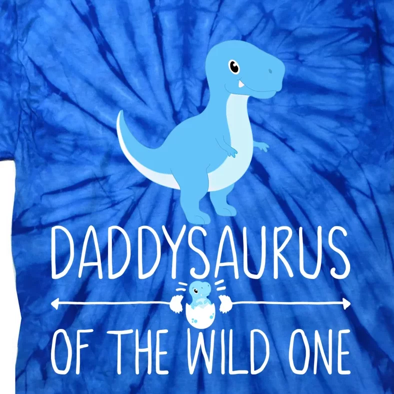 Daddysaurus Rex Dinosaur Dad With Saurus In Egg Dino Funny Gift Tie-Dye T-Shirt