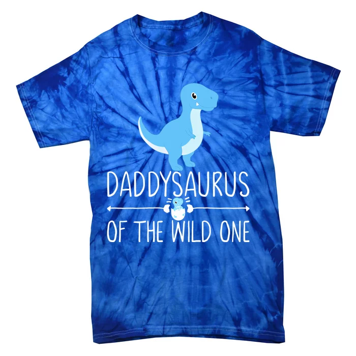 Daddysaurus Rex Dinosaur Dad With Saurus In Egg Dino Funny Gift Tie-Dye T-Shirt