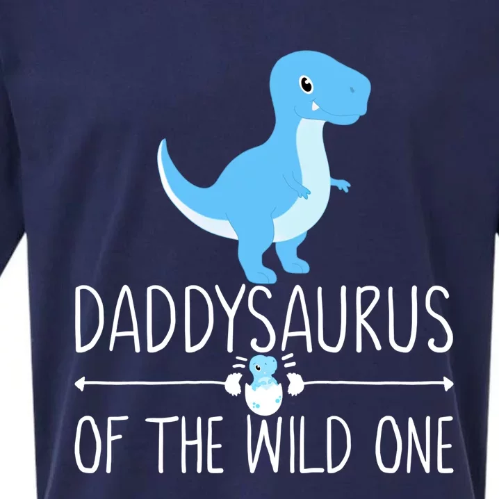 Daddysaurus Rex Dinosaur Dad With Saurus In Egg Dino Funny Gift Sueded Cloud Jersey T-Shirt