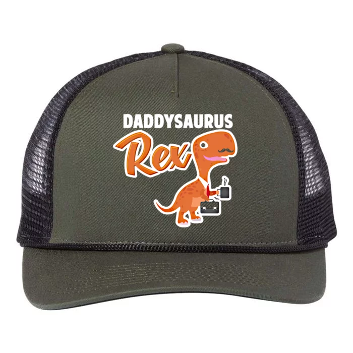 Daddysaurus Rex Dinosaur Daddy Saurus Office Working Dad Gift Retro Rope Trucker Hat Cap