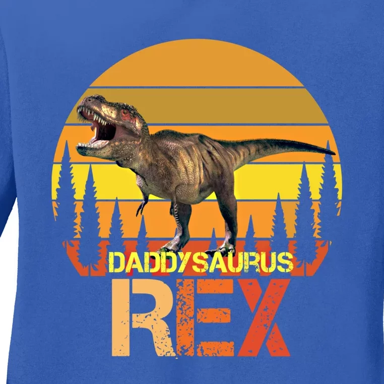 Daddysaurus Rex Dinosaur Family Matching Special Day Cute Gift Ladies Long Sleeve Shirt