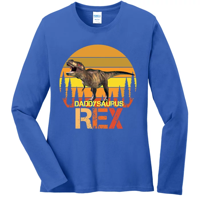 Daddysaurus Rex Dinosaur Family Matching Special Day Cute Gift Ladies Long Sleeve Shirt