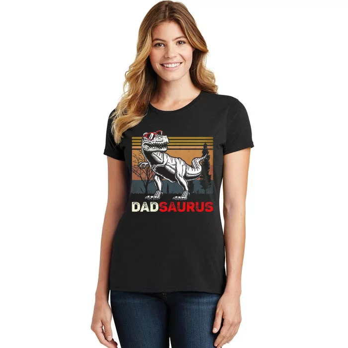 Dadsaurus Rex Dad Papa Dinosaur TRex Dad Saurus Women's T-Shirt