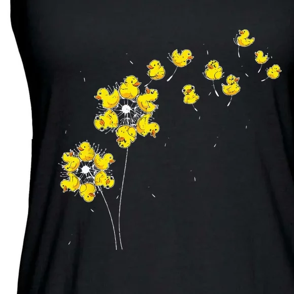 Ducky Rubber Duck Lover Dandelion Duckling Rubber Duck Ladies Essential Flowy Tank