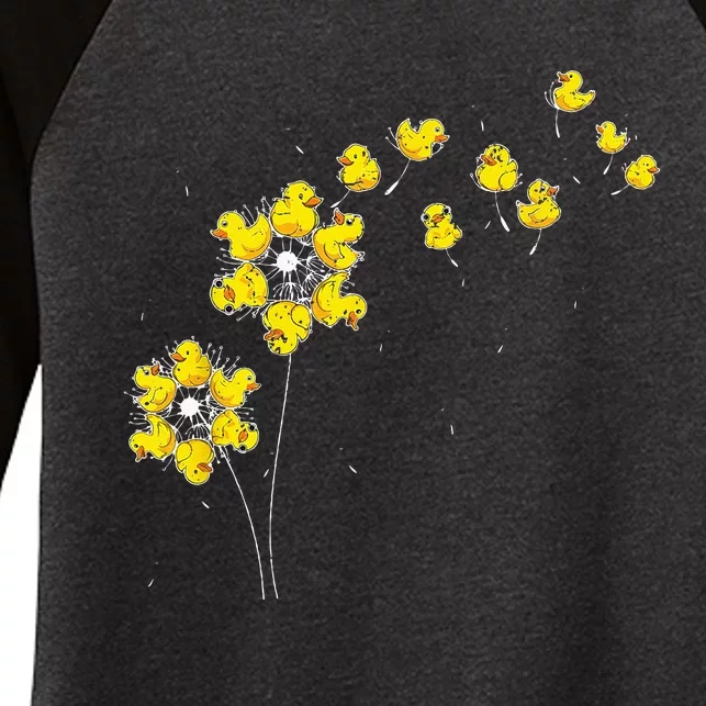 Ducky Rubber Duck Lover Dandelion Duckling Rubber Duck Women's Tri-Blend 3/4-Sleeve Raglan Shirt