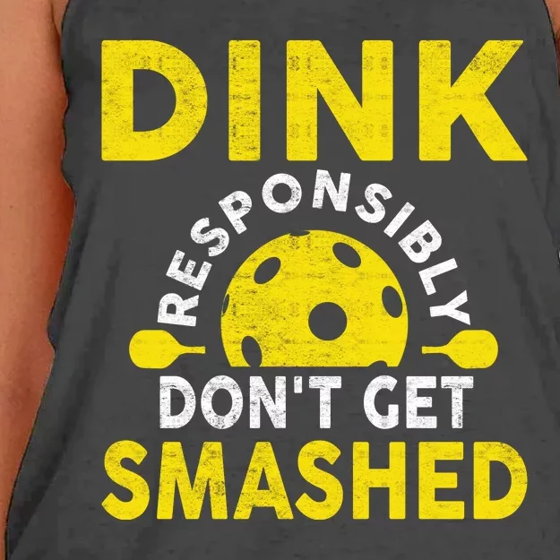 Dink Responsibly Don't Get Smashed Funny Pickleball Women's Knotted Racerback Tank