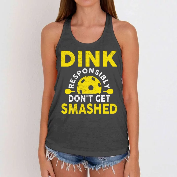 Dink Responsibly Don't Get Smashed Funny Pickleball Women's Knotted Racerback Tank