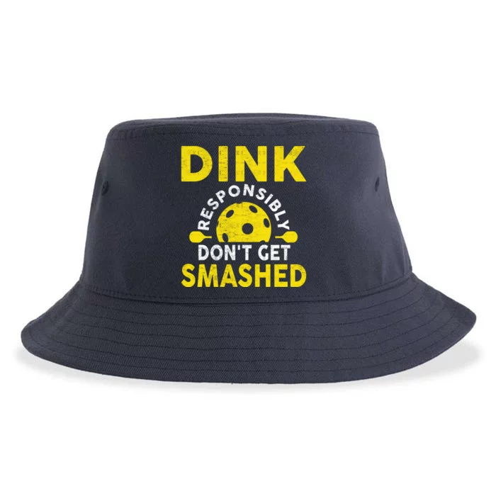 Dink Responsibly Don't Get Smashed Funny Pickleball Sustainable Bucket Hat