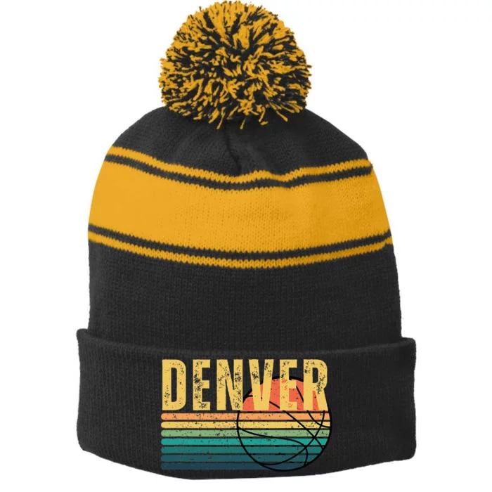 Denver Retro Stripe Pom Pom Beanie