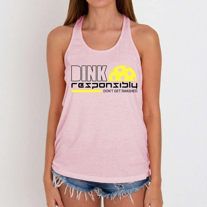 Dink Responsibly Don't Get Smashed Funny Pickleball Women's Knotted Racerback Tank