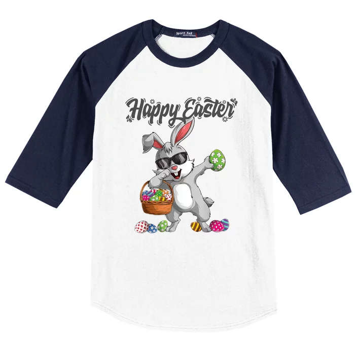 Dabbing Rabbit Easter Day Eggs Dab Boys Girls Gift Bunny Baseball Sleeve Shirt