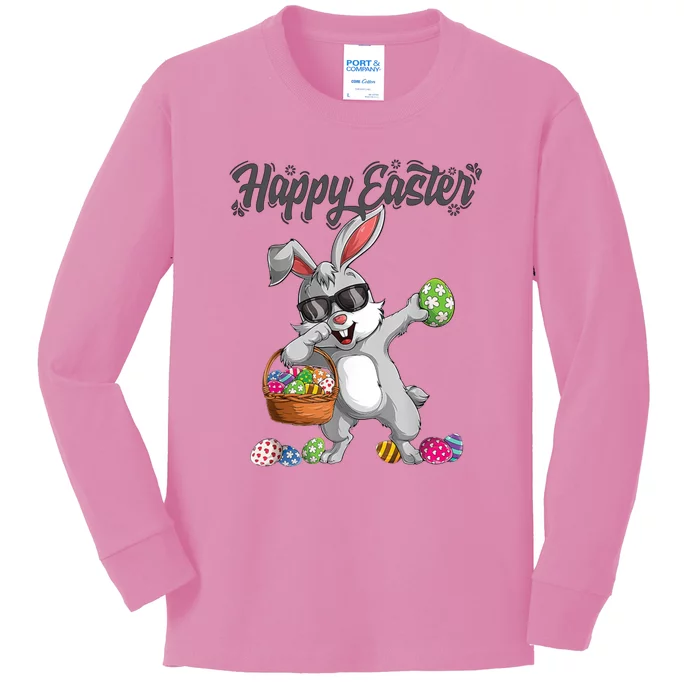 Dabbing Rabbit Easter Day Eggs Dab Boys Girls Gift Bunny Kids Long Sleeve Shirt