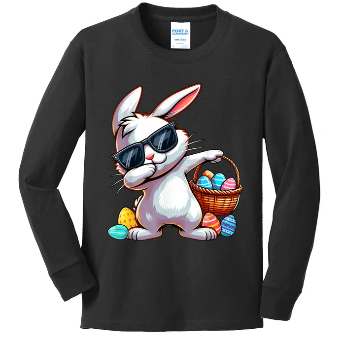 Dabbing Rabbit Easter Day Kids Long Sleeve Shirt