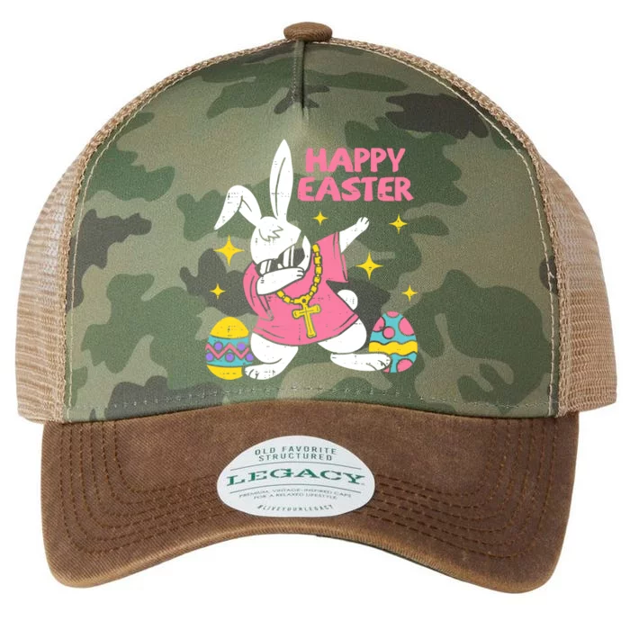 Dabbing Rabbit Easter Day Bunny Hunting Eggs Gift Legacy Tie Dye Trucker Hat