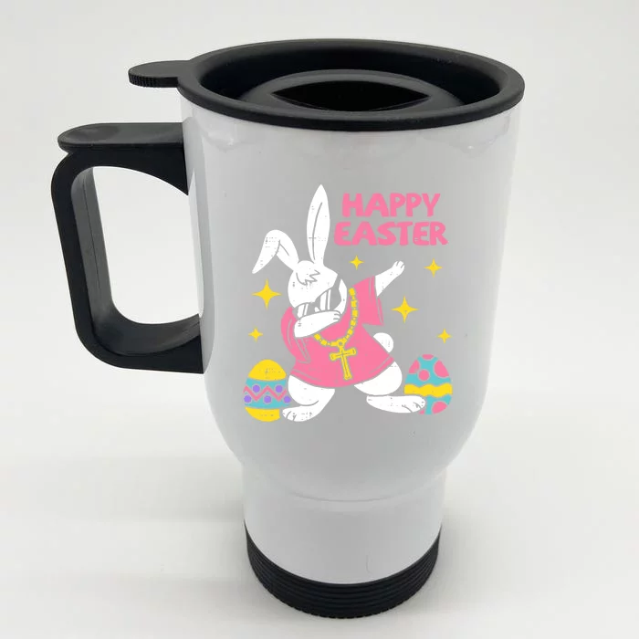 Dabbing Rabbit Easter Day Bunny Hunting Eggs Gift Front & Back Stainless Steel Travel Mug