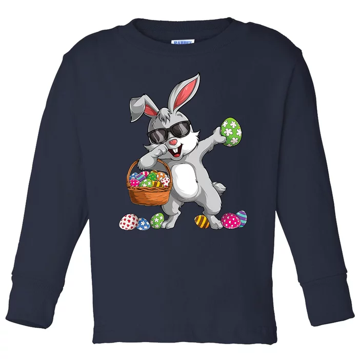 Dabbing Rabbit Easter Day Eggs Dab Gift Bunny Toddler Long Sleeve Shirt