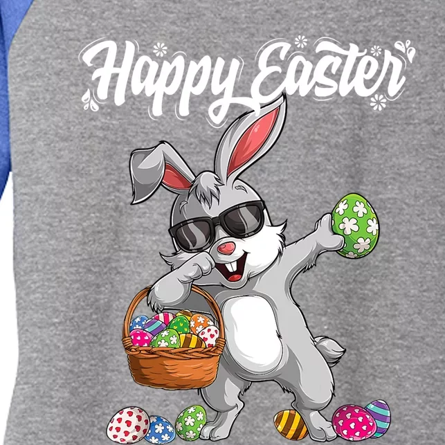 Dabbing Rabbit Easter Day Eggs Dab Boys Girls Kid Gift Bunny Gift Women's Tri-Blend 3/4-Sleeve Raglan Shirt