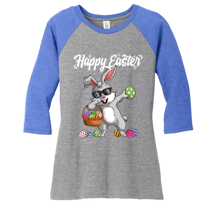 Dabbing Rabbit Easter Day Eggs Dab Boys Girls Kid Gift Bunny Gift Women's Tri-Blend 3/4-Sleeve Raglan Shirt