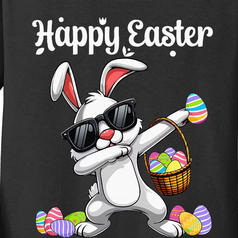 Dabbing Rabbit Easter Day Eggs Dab Kids Long Sleeve Shirt