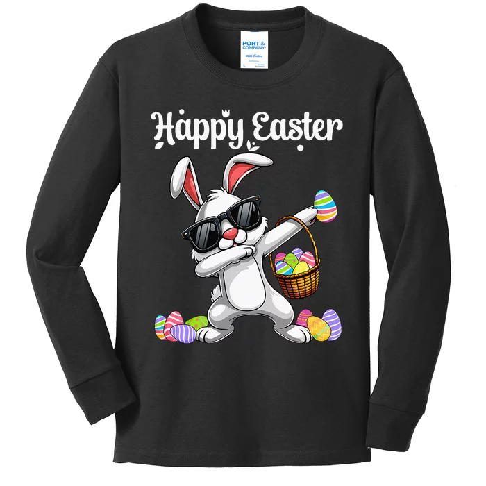 Dabbing Rabbit Easter Day Eggs Dab Kids Long Sleeve Shirt