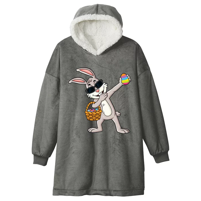 Dabbing Rabbit Easter Day Eggs Dab Hooded Wearable Blanket