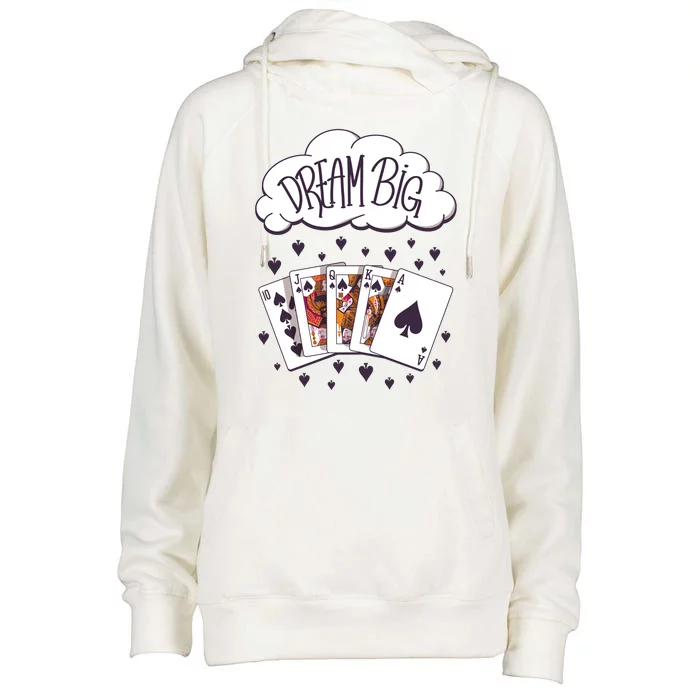 Dream Big Poker Hand Womens Funnel Neck Pullover Hood