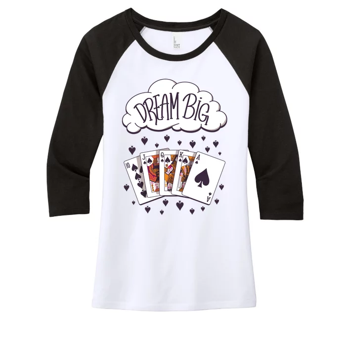 Dream Big Poker Hand Women's Tri-Blend 3/4-Sleeve Raglan Shirt