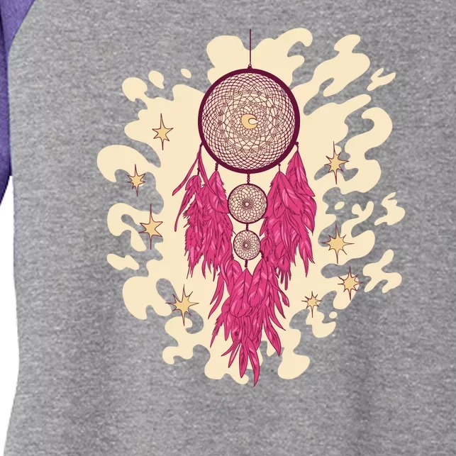 Dream Catcher Moon Women's Tri-Blend 3/4-Sleeve Raglan Shirt