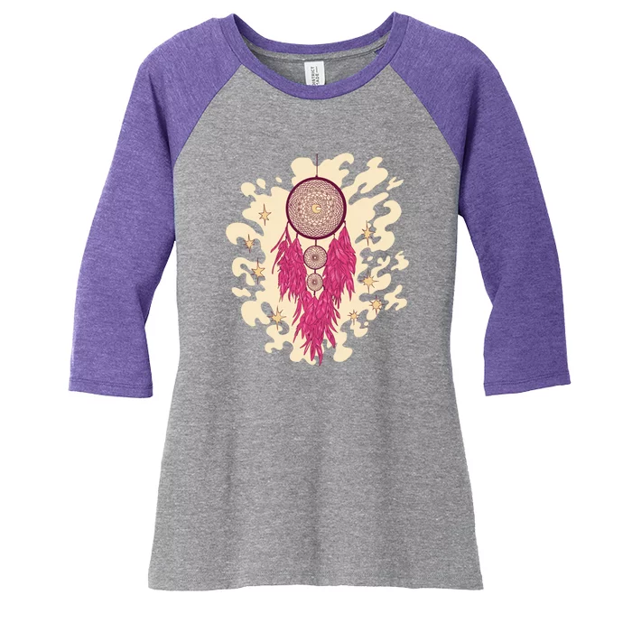 Dream Catcher Moon Women's Tri-Blend 3/4-Sleeve Raglan Shirt