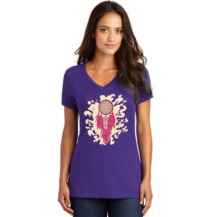 Dream Catcher Moon Women's V-Neck T-Shirt