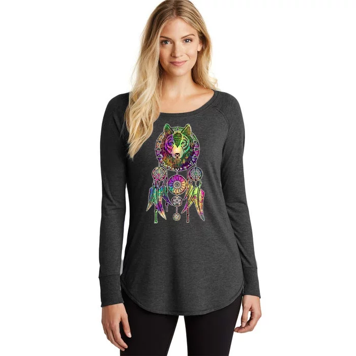 Dream Catcher Wolf Galaxy Women's Perfect Tri Tunic Long Sleeve Shirt