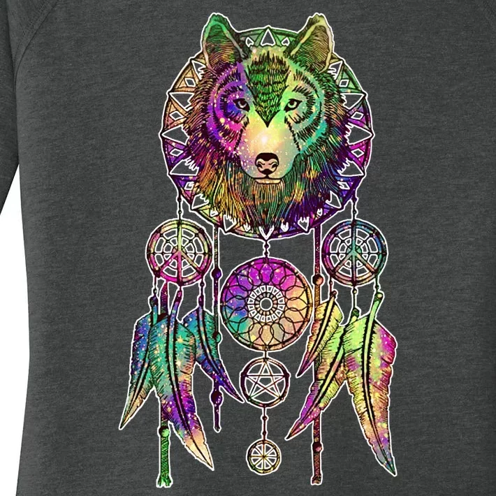 Dream Catcher Wolf Galaxy Women's Perfect Tri Tunic Long Sleeve Shirt