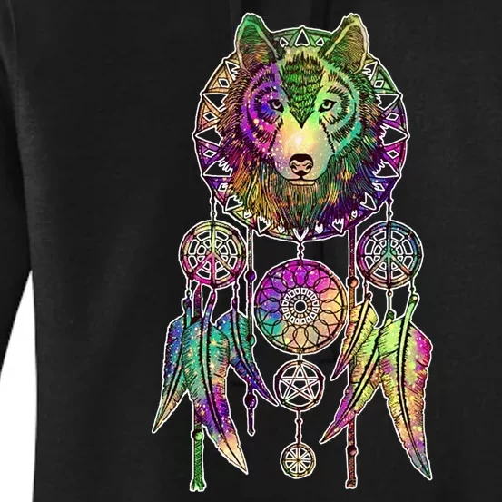 Dream Catcher Wolf Galaxy Women's Pullover Hoodie